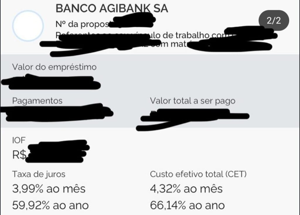 Simulação no Agibank com 66% a.a