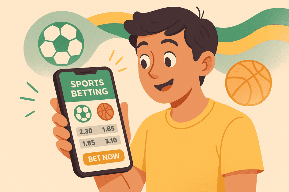 homem jovem segura celular mostrando as odds de uma aposta