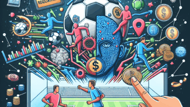 Ilustração de uma bola, campo de futebol e dinheiro