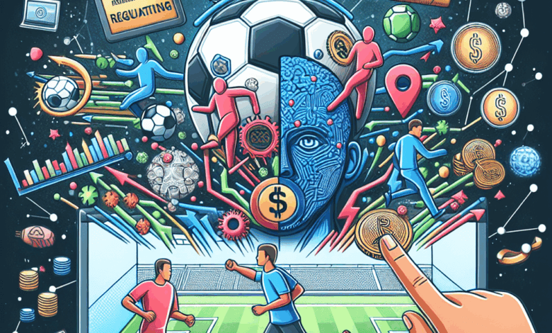 Ilustração de uma bola, campo de futebol e dinheiro