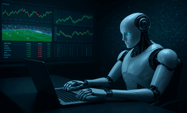 imagem mostrando um robo realizando apostas esportivas em um site