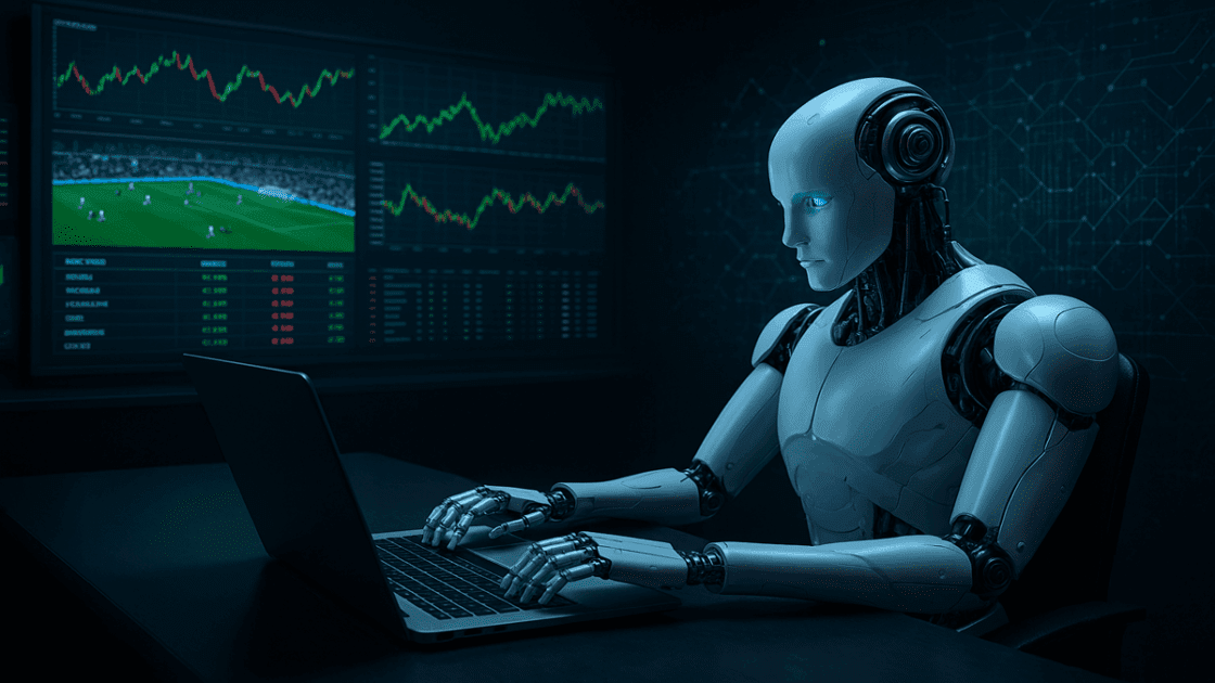 imagem mostrando um robo realizando apostas esportivas em um site