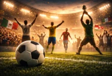 Jogadores em campo em um estadio