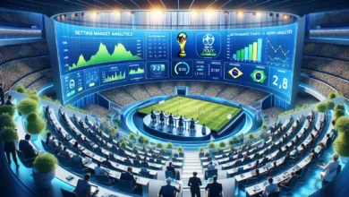 Executiva apresentando estratégias de crescimento do mercado de apostas para Copa do Mundo 2026 em conferência de iGaming