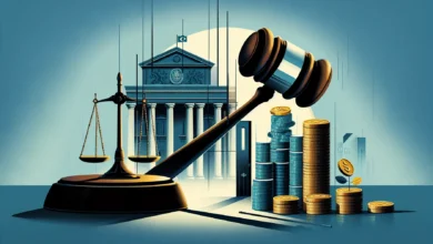 Ilustração editorial sobre tributação de apostas online com gavel e moedas, simbolizando políticas fiscais do governo