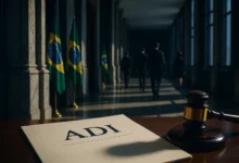 publicidade de loterias — Documento de ação judicial no STF com martelo em corredor do Supremo Tribunal Federal