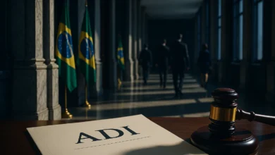 publicidade de loterias — Documento de ação judicial no STF com martelo em corredor do Supremo Tribunal Federal
