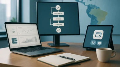 regulação, iGaming, LATAM — Mesa regulatória com monitores de conformidade e mapa LATAM ao fundo, sem rostos ou textos legíve