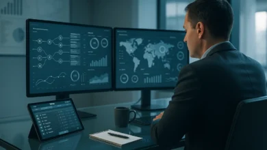 regulacao, pagamentos, rastreio — Mesa de escritório com dois monitores exibindo dashboards de rastreio de pagamentos em iGam