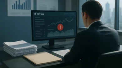 governo,bets,publicidade — Oficial regulatório visto de costas analisa documentos sobre publicidade de apostas